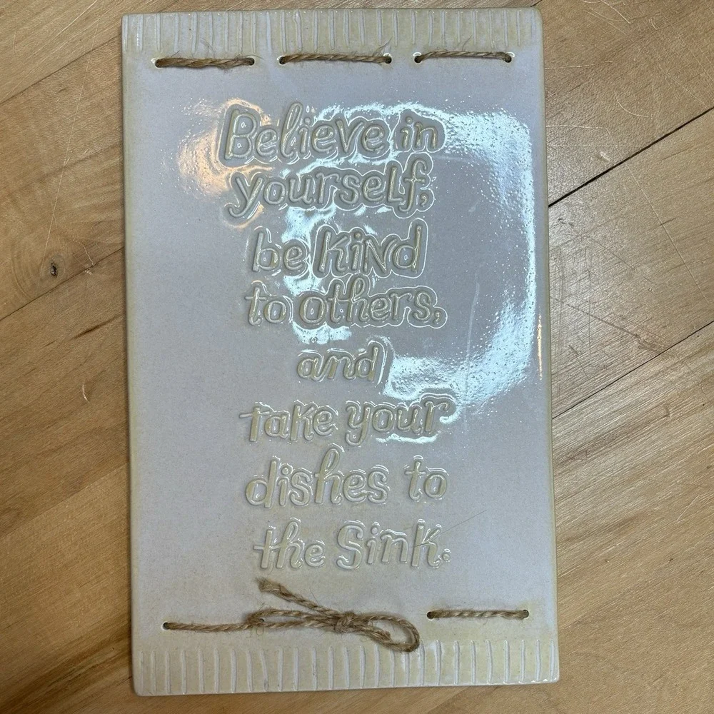 Y2K Hallmark Vintage Ceramic Plaque Be Kind Believe‎ Cottage Grandmacore Decor